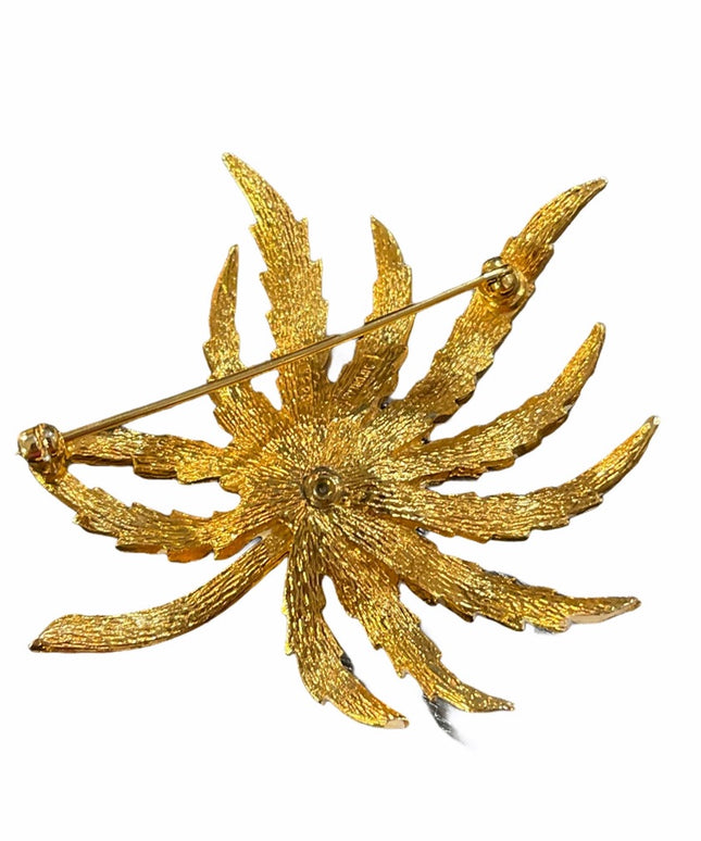 Vintage C1970s  Enameled leaf flower brooch 🌸