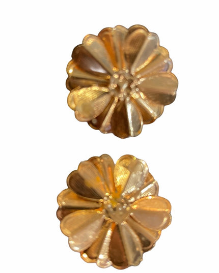 Orange Faux pearl C1960s Metal Flower earrings
