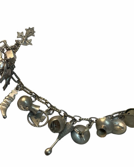 C1970s Silver egyptian charm bracelet tourist item