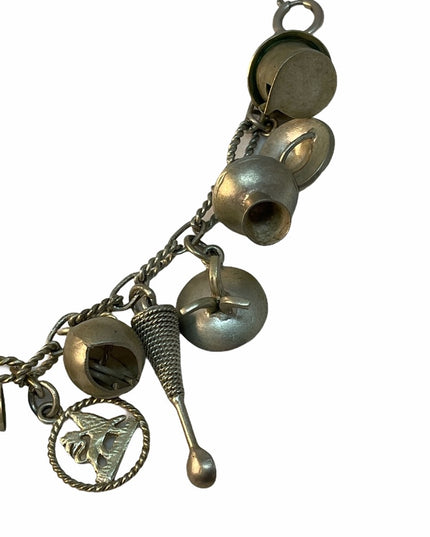 C1970s Silver egyptian charm bracelet tourist item