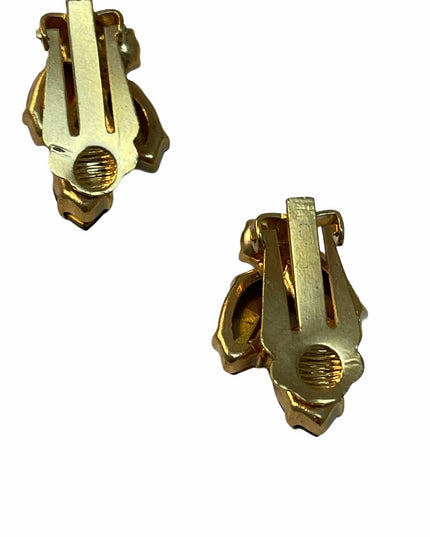 Vintage C1950s amber gold finish crystal clip ons