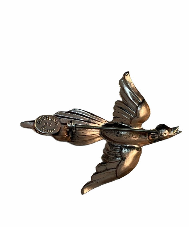 VTG C1960s Coro Sterling silver bird brooch