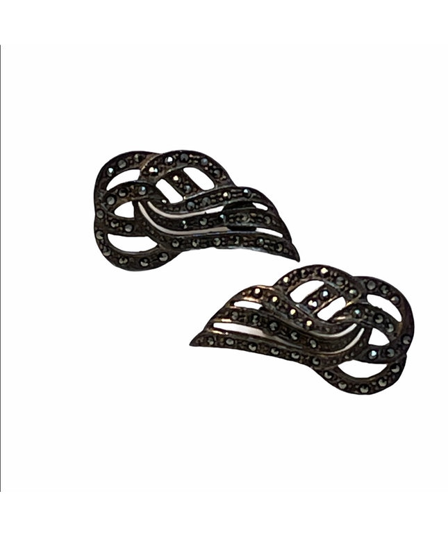 Vintage C1980s Sterling marcasite fancy earrings