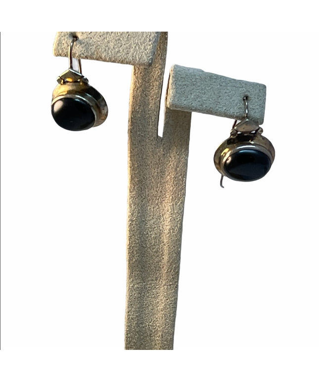 Sterling silver black onyx dangle earrings