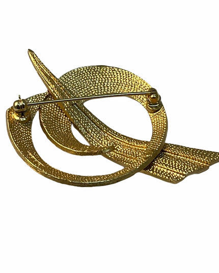 Vintage gold metal brushed finish abstract brooch