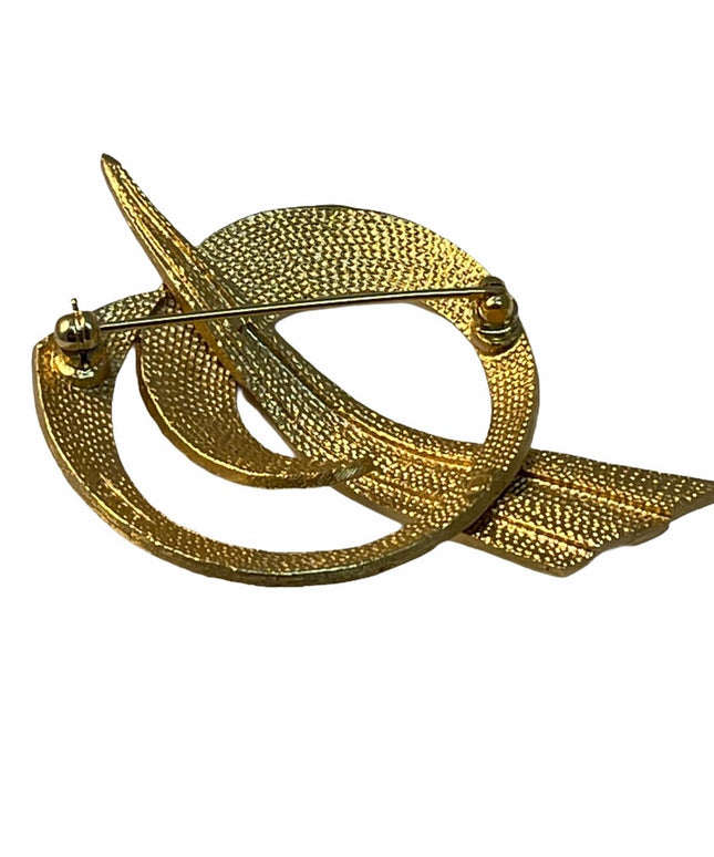 Vintage gold metal brushed finish abstract brooch
