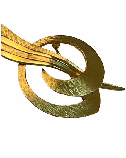 Vintage gold metal brushed finish abstract brooch