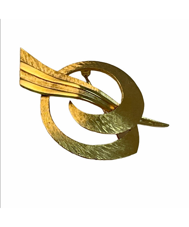 Vintage gold metal brushed finish abstract brooch