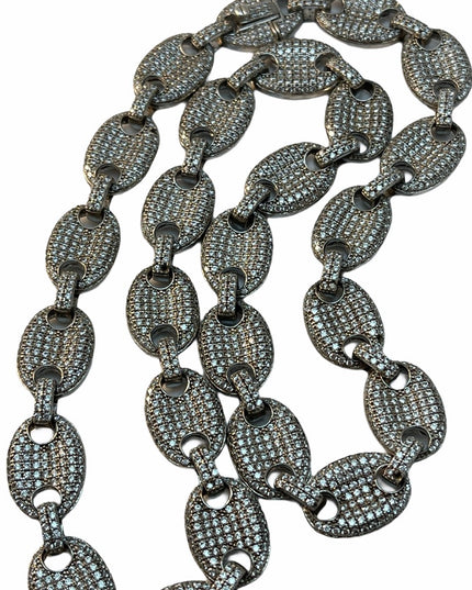 VERY Heavy CZ sterling silver link necklace