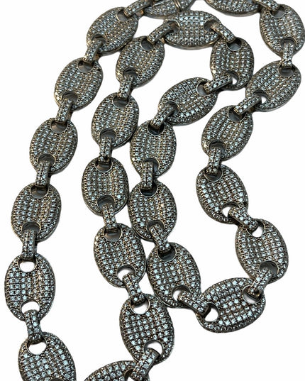 VERY Heavy CZ sterling silver link necklace