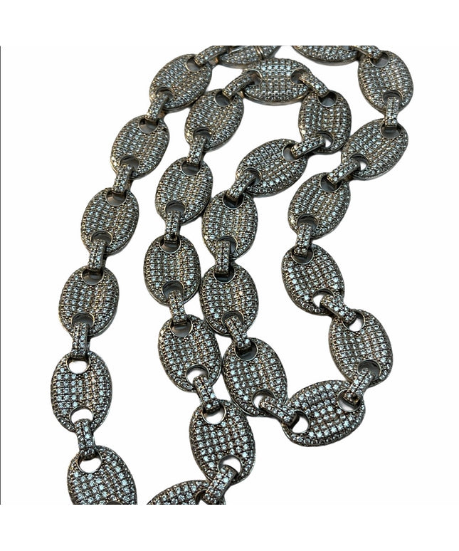 VERY Heavy CZ sterling silver link necklace