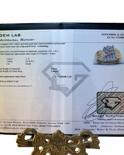 10k Y Gold Diamond cluster ring APPRAISAL
