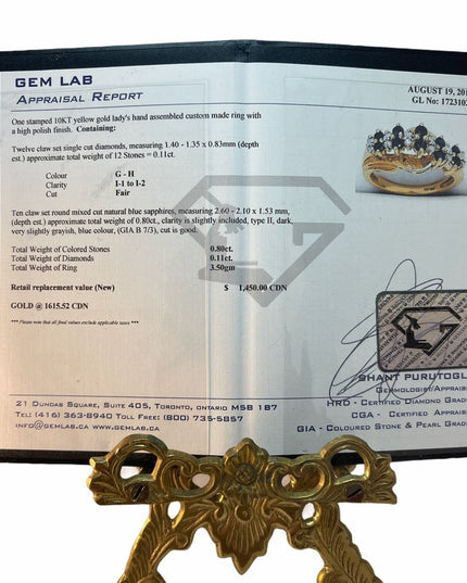 10k Gold Sapphire Diamond Ring APPRAISAL