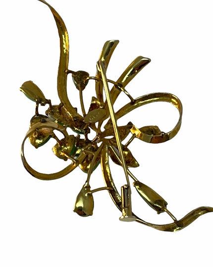 14k Gold Jade Fancy vintage Brooch APPRAISAL