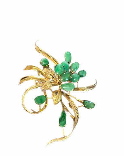 14k Gold Jade Fancy vintage Brooch APPRAISAL
