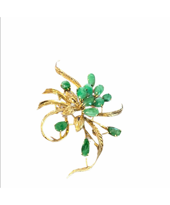 14k Gold Jade Fancy vintage Brooch APPRAISAL
