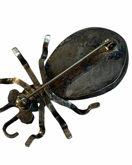 C1950s Navajo sterling silver bug brooch turquois