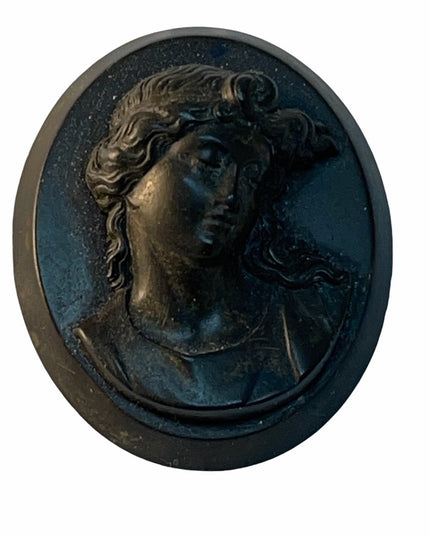 Antique Jet High relief resin cameo brooch vulcanite?