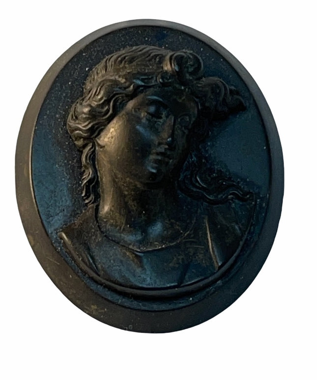 Antique Jet High relief resin cameo brooch vulcanite?