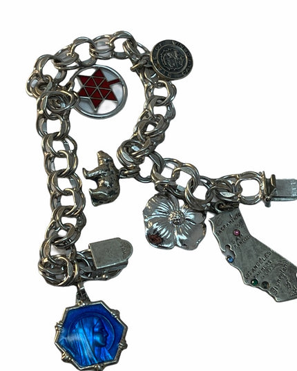 VTG C1960s Sterling silver chain charm Bracelet Tourist collectible