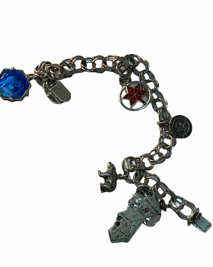 VTG C1960s Sterling silver chain charm Bracelet Tourist collectible