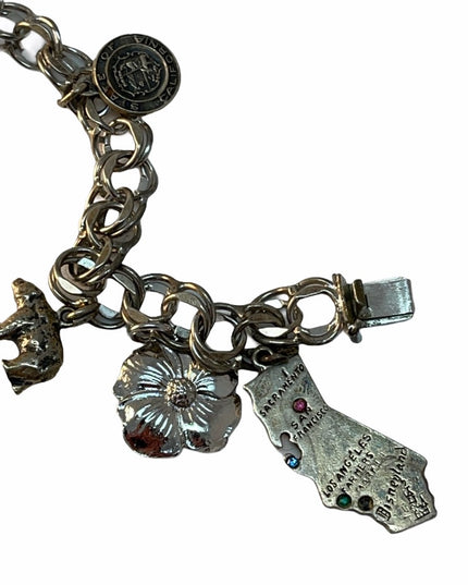 VTG C1960s Sterling silver chain charm Bracelet Tourist collectible