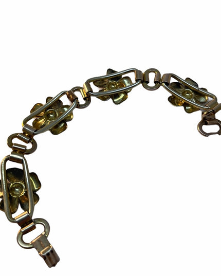 Kreisler gold  filled Vintage thick heavy flower bracelet 1950s