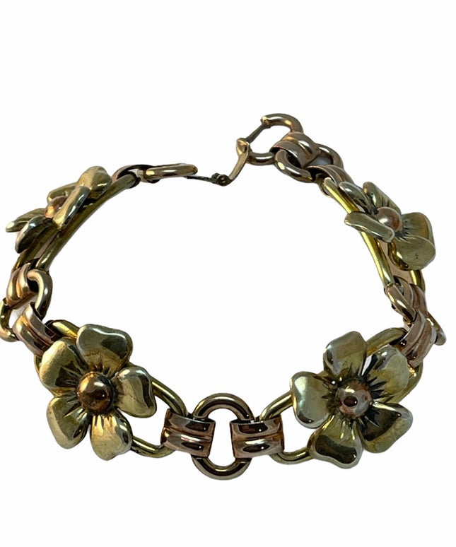Kreisler gold  filled Vintage thick heavy flower bracelet 1950s