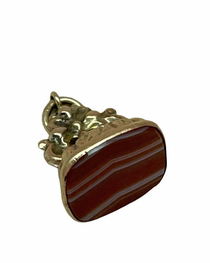 Antique WJP 9K gold stone watch FOB