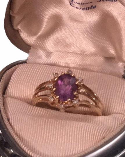 14k Gold Diamond & Amethyst ring