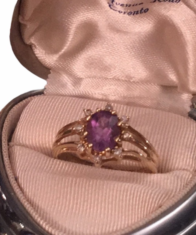 14k Gold Diamond & Amethyst ring