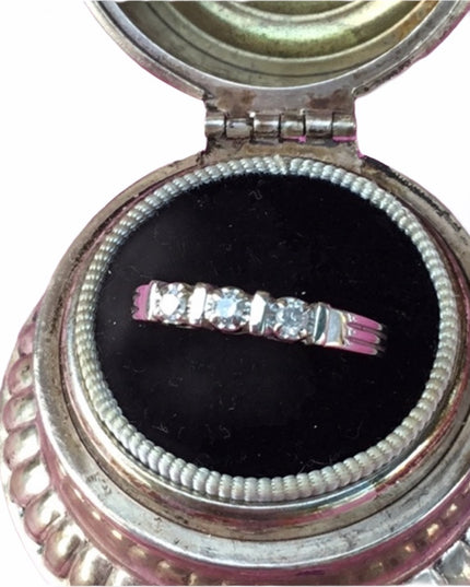 10k solid white gold 3 diamond ring  engagement wedding anniversary