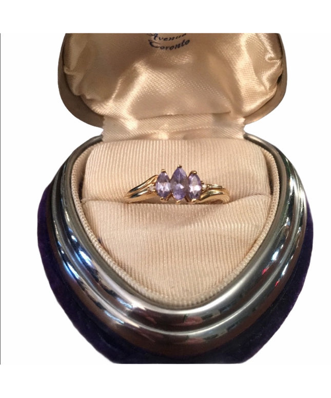 10k Gold & 3 Marquis Cut Tanzanite stones