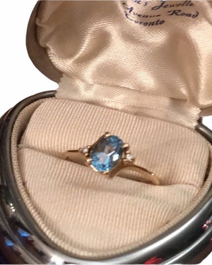 10k Gold London Blue Topaz & diamond ring