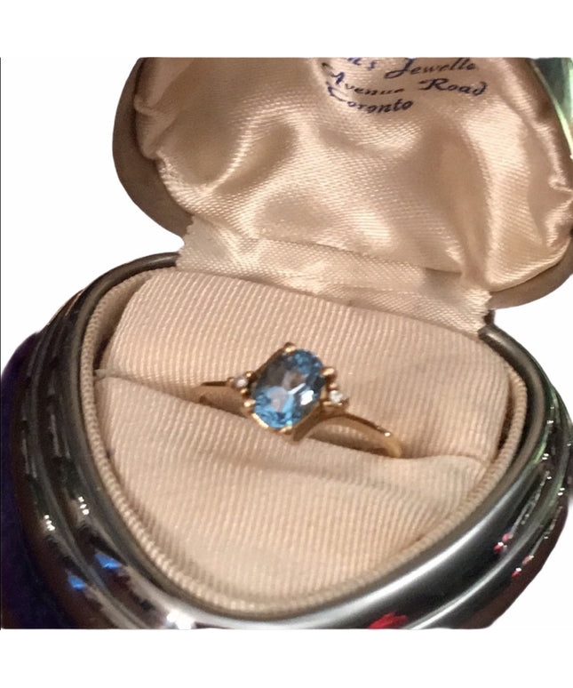 10k Gold London Blue Topaz & diamond ring