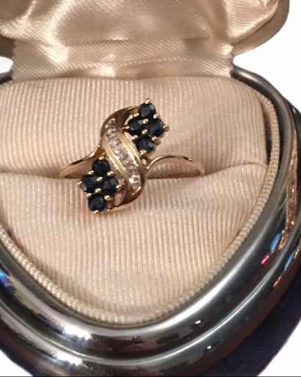 14k Gold Diamond & Sapphire ring