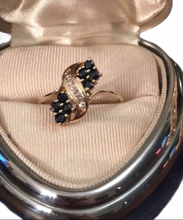 14k Gold Diamond & Sapphire ring