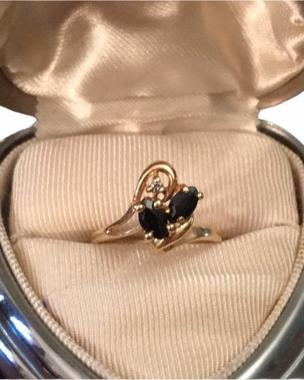 14k gold diamond sapphire flower ring Sz 4