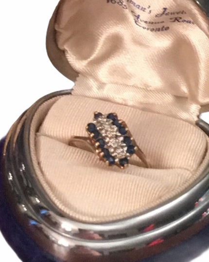 10k Gold Sapphire & Diamonds cocktail ring