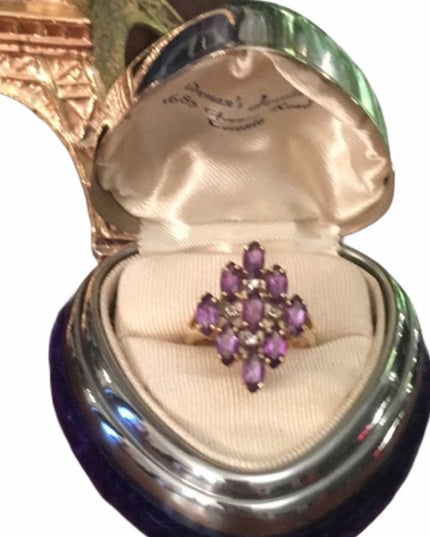10k Diamond & Amethyst Cocktail ring w/appraisl