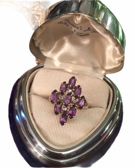 10k Diamond & Amethyst Cocktail ring w/appraisl