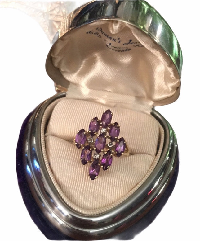 10k Diamond & Amethyst Cocktail ring w/appraisl