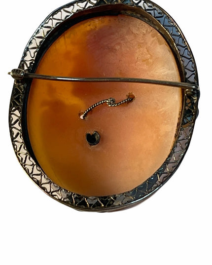 Victoria Antique 14k Gold Cameo W Diamond handcarved