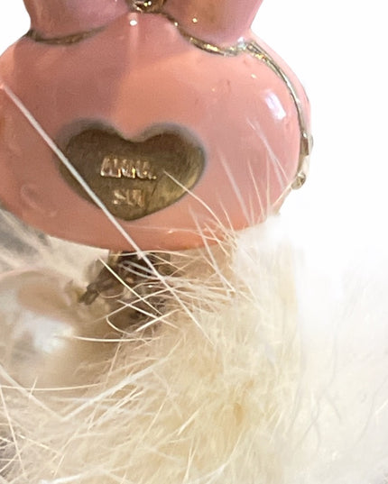 CUTE furry rabbit bunny dangle earrings pink