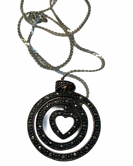 Sterling silver heart infinity necklace marcasite