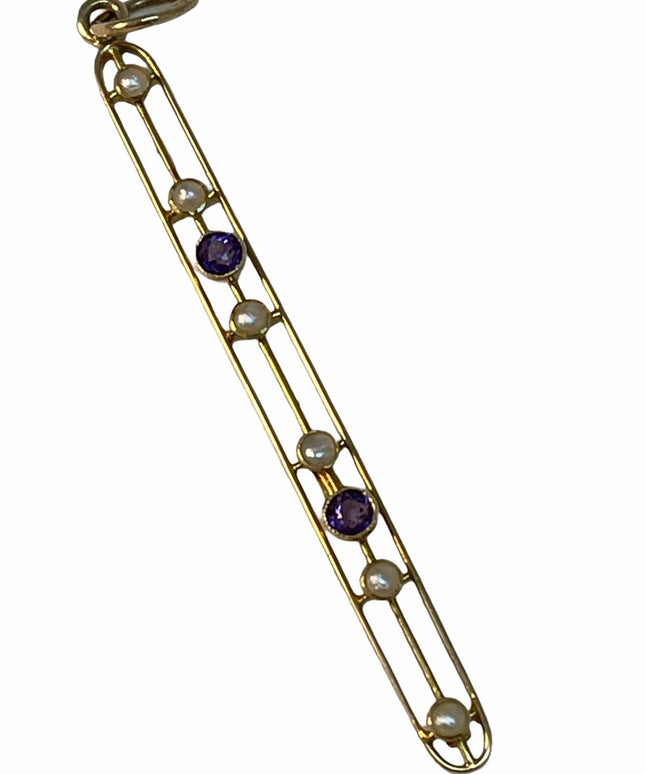 Antique 14k gold pearl amethyst pendant APPRAISAL