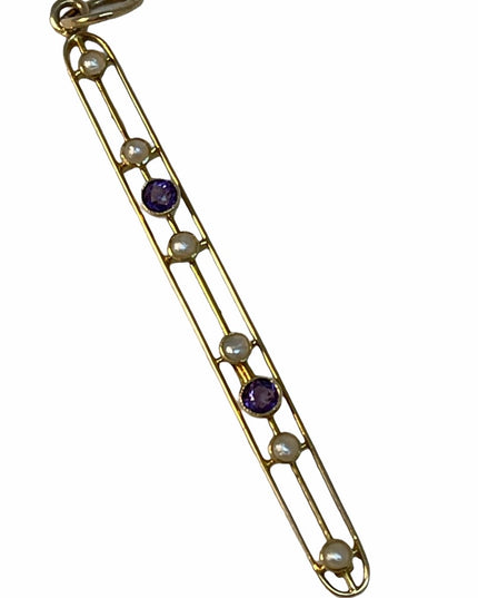 Antique 14k gold pearl amethyst pendant APPRAISAL