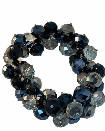 Ali Khan New York Crystal cluster bracelet Black & clear fancy design cha cha