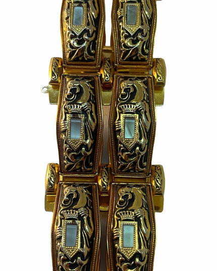 Vintage c1960s Damascene Gold plate heavy thick bangle