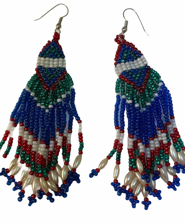 Vintage southwestern sthle Mico bead dangle handmade indian earrings